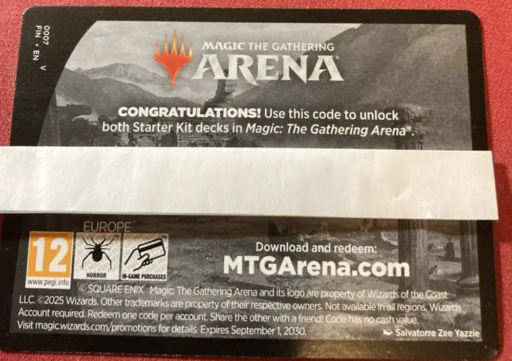 MTG Arena Starter Kit code // MTG Arena information, Face 0007: Arena code