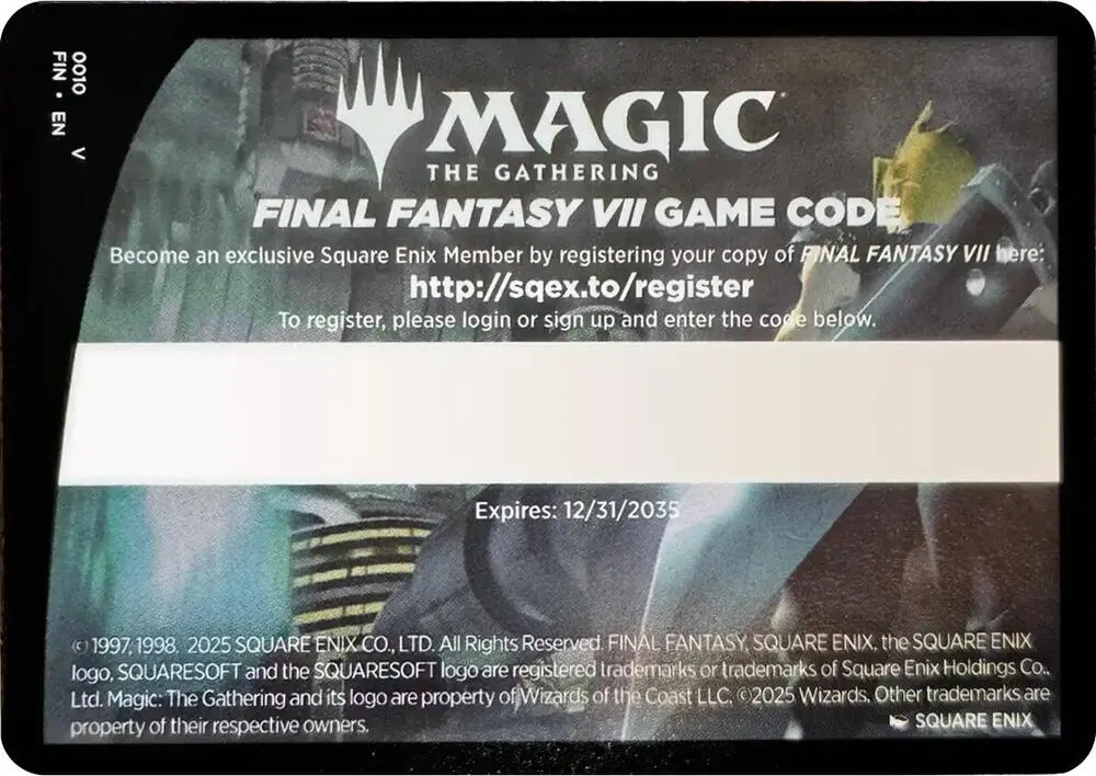 FINAL FANTASY VII game code // Cloud artwork, Face 0010: FINAL FANTASY VII game code